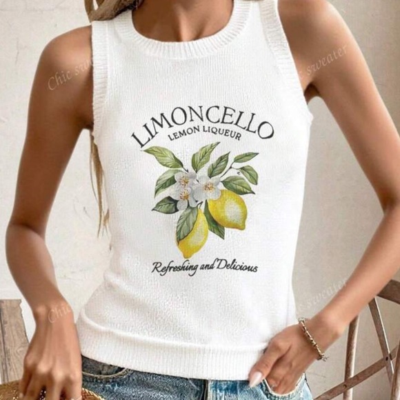 None Tops - White Summer Yellow White Sleeveless Top